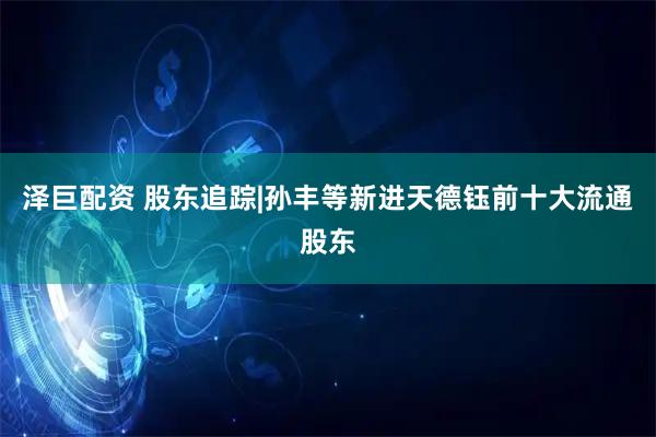 泽巨配资 股东追踪|孙丰等新进天德钰前十大流通股东