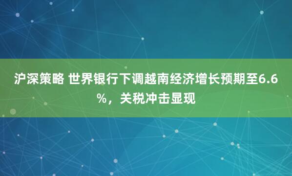 沪深策略 世界银行下调越南经济增长预期至6.6%，关税冲击显现
